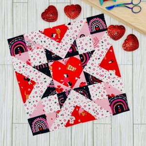 Shining Heart 3-in-1 Quilt Pattern – Block, Pillow & Table Runner PDF