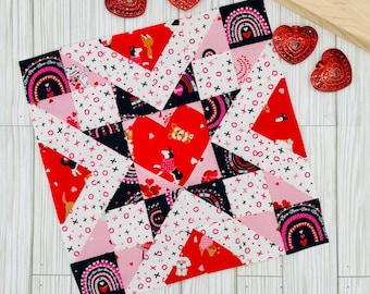 Shining Heart 3-in-1 Quilt Pattern – Block, Pillow & Table Runner PDF