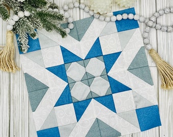 Shining Snowflake Quilt Block Pattern: Winter Quilt, Pillow Cover (PDF Digital Download)