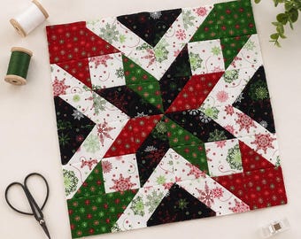 Shining Star Quilt Block Pattern, Beginner Friendly, 12.5 Inch, Instant Download (PDF)