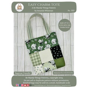Einfacher Charme Tote Muster, Anfänger Schnittmuster, Video Anleitung, Einkaufstasche, Sofort Download, Projekttasche, DIY, PDF Schnittmuster