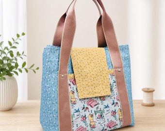 Marg Tote PDF Sewing Pattern – Beginner-Friendly Structured Tote with Flap and Pockets