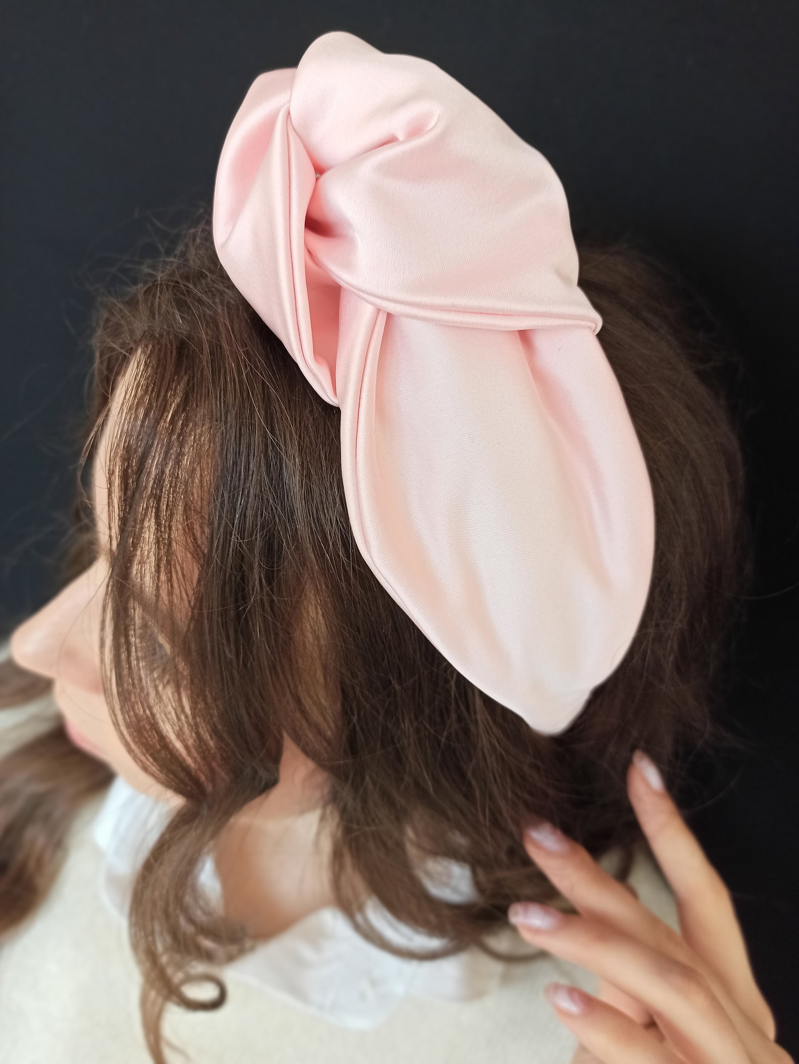 Italian silk headband Hard knotted hairband Pink headband Etsy