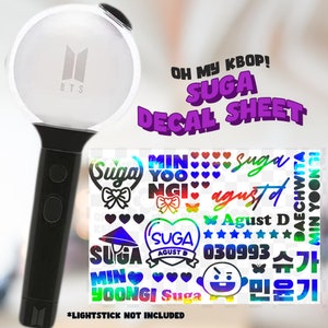 BTS SUGA Yoongi Agust D  Lightstick Decal Sheet Kpop Concert V Jungkook Rap Monster RM Jimin Jin J Hope D-Day