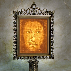 Holy Face of Jesus Porcelain Lithophane 19th C throwback Veil of Manoppello image 1