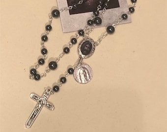 Chaplet - Holy Face of Jesus 6 & 8mm Hematite Beads - Veronica's Veil