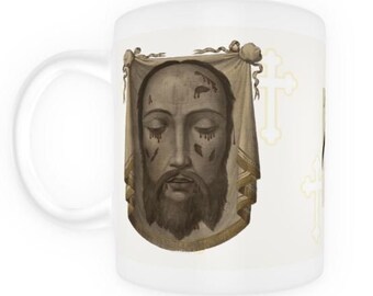 Veronica's Veil 11 oz Ceramic Mug with Golden Arrow Prayer