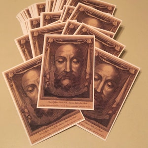 50 biglietti di preghiera del Santo Volto di Gesù 4x6 - Il velo della Veronica