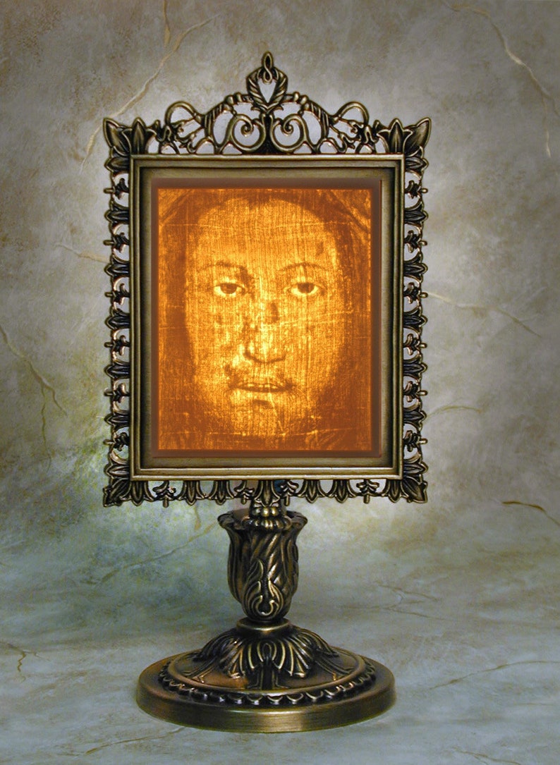 Holy Face of Jesus Porcelain Lithophane 19th C throwback Veil of Manoppello image 1