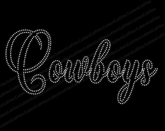 Modello Cowboy con strass, SS10, struttura del testo Cowboys, parola cowboy, Cowboys SVG / Per file tagliati, Cricut, Sil, Ai, Dxf, Eps, Svg e Png.