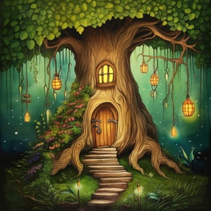 Cross Stitch Pattern Fairy Tree Full Coverage