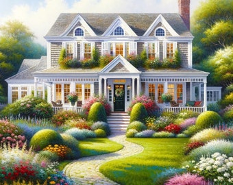 Cross Stitch Pattern Cape Cod House Full Coverage