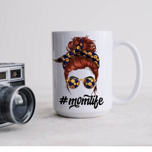 Redhead, Redheads, MOMLIFE, Redhead coffee cup with daisy scarf and sunglasses, Mother's Day, Mom, Present