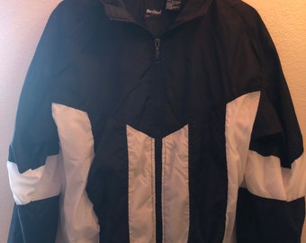 half white half black jacket