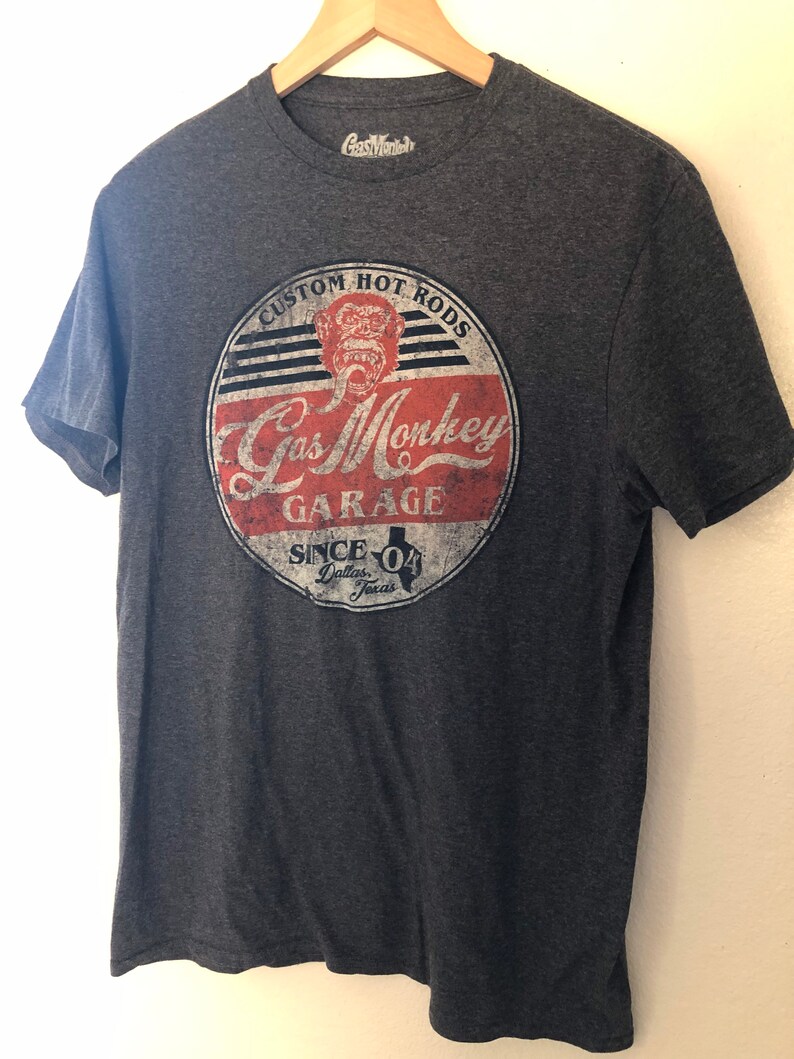 Camiseta Oficial Gas Monkey Garage 04 Vintage 'Redondo sello' Urbano Gris Todos los Tamaños