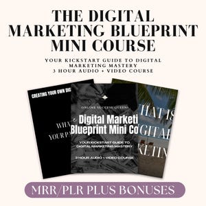 The Digital Marketing Blueprint Masterclass 3-stündiger Kurs Erste Schritte Anfänger Instagram Faceless Theme Page Low Ticket Produkt MRR / PLR