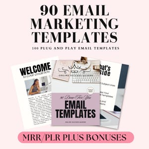 90 Email Marketing Templates Done For You MRR PLR Master Resell Rights | Digital Products with Private Label Rights Passive income