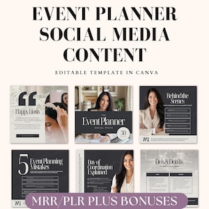 Event Planner Social Media Content, Events and Party Planner Instagram Posts, Weddings, Baby and Bridal Shower & Professionals Templates