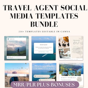 Travel Agent Social Media Templates Bundle, Travel Agent Social Media Templates for Pinterest, Instagram Stories, and Posts, Travel Business