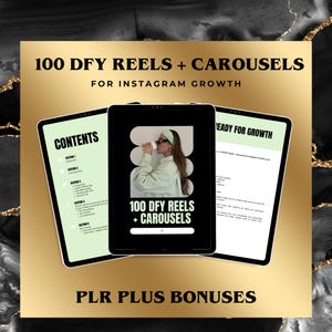 100 DFY Reels + Karusselle für Instagram-Wachstum, gebrauchsfertige Hooks, Beschriftungen & Profi-Tipps für Engagement, bearbeitbare Canva-Vorlage, MRR, PLR