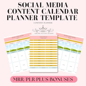Social Media Content Calendar & Planner Template | Yearly | Google Sheet Spreadsheets | Batch Content | Digital Download Calendar Planner