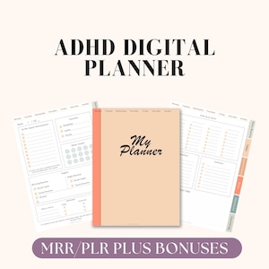 Adhd Digital Planner, 2025 ADHD Digital Planner for adults, Digital Planner ADHD, Adhd Journal, Digital Adhd Planner, Expenses Tracker