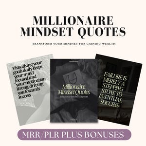 Quotes Millionaire Mindset, Master Resell Rights, Resell Product, Sell on Etsy, PLR ebook, DFY ebook, Private Label Rights, Done For You