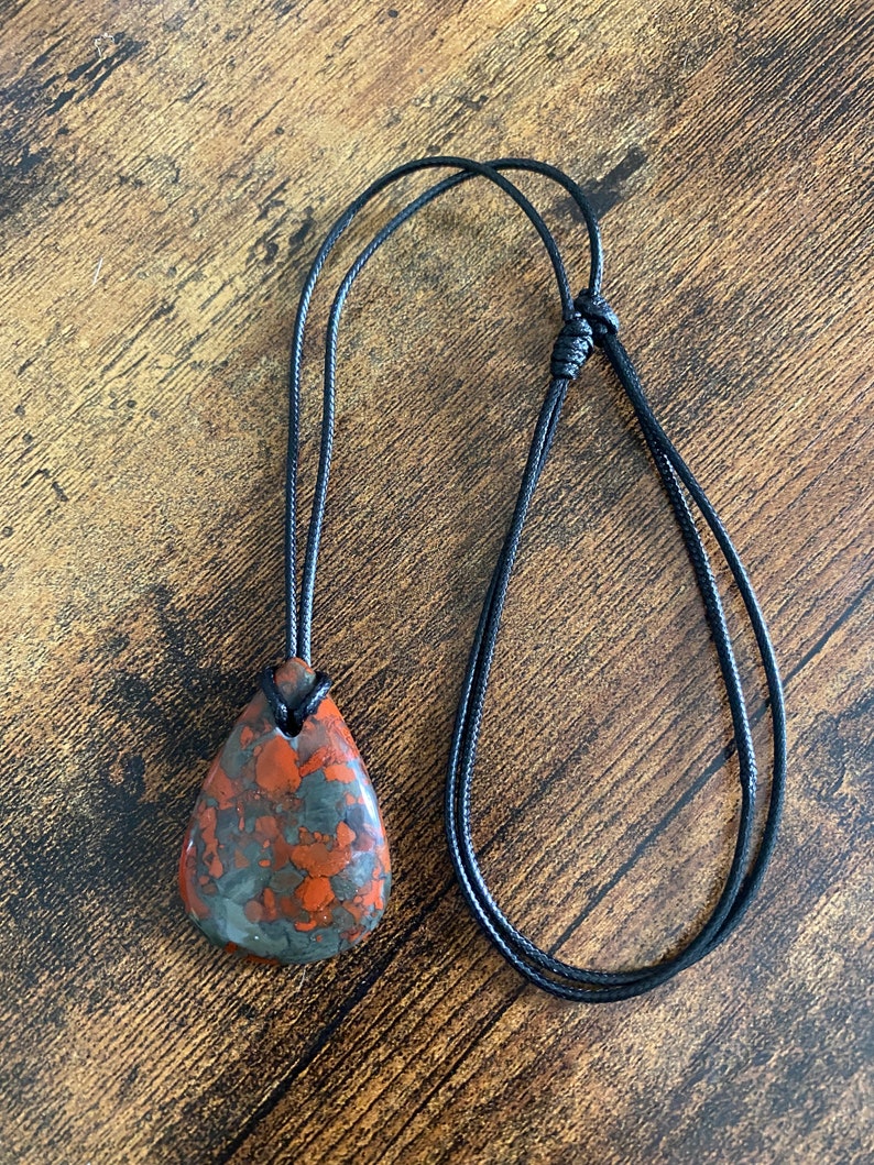 •AFRICAN BLOODSTONE TEARDROP• sterling silver pendant