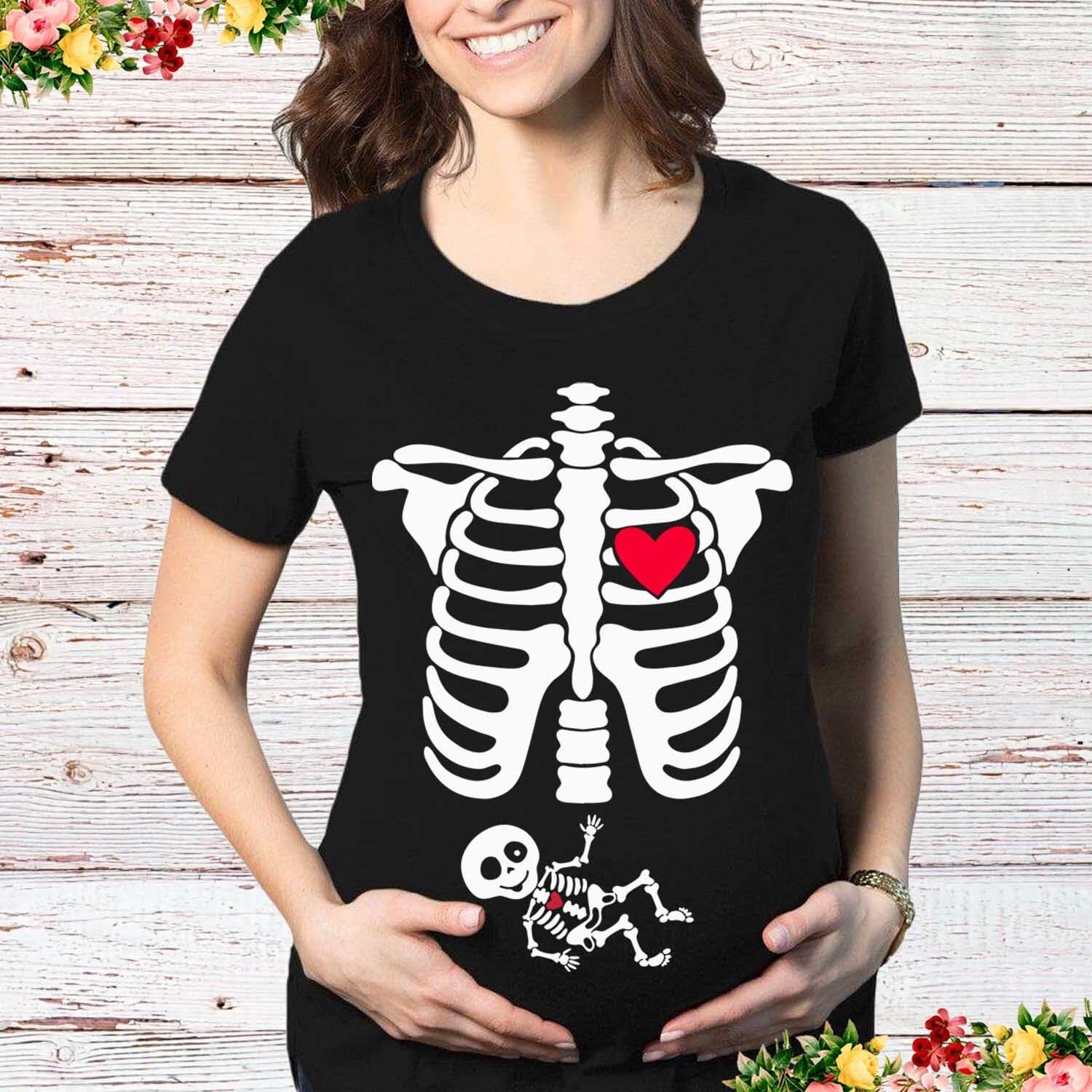 Halloween Skeleton Pregnancy Shirt 