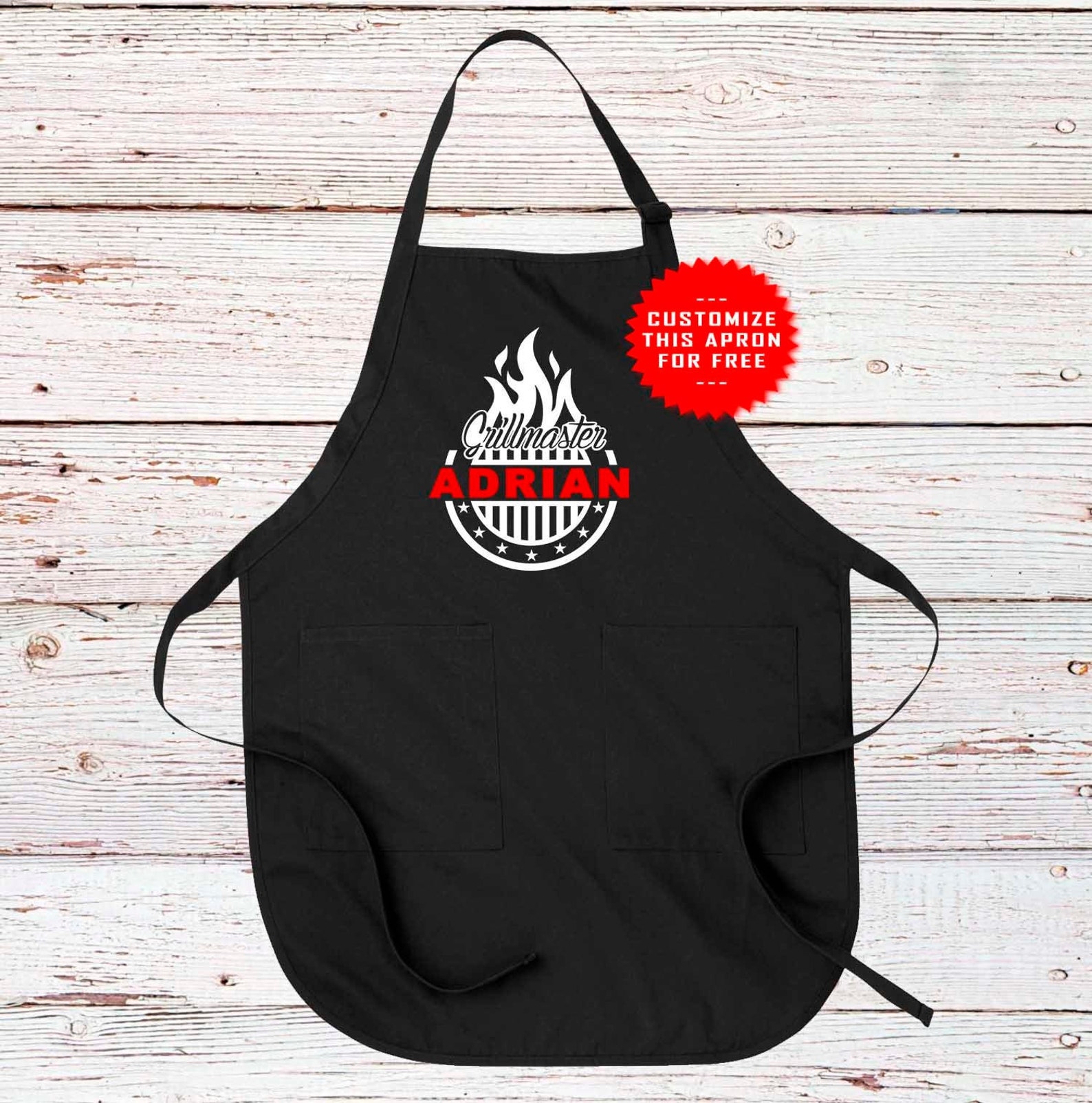 Personalized BBQ Apron With Name Customized Kitchen Apron Etsy