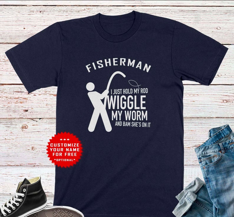 Fisherman Customized Shirt for Husband Boyfriend Funny Gone Fishing Tee Personalised Gift for Fisher Dad Son Brother Birthday Shirt for Him