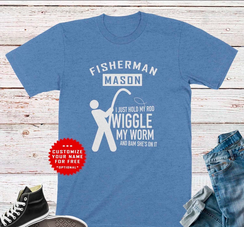 Fisherman Customized Shirt for Husband Boyfriend Funny Gone Fishing Tee Personalised Gift for Fisher Dad Son Brother Birthday Shirt for Him