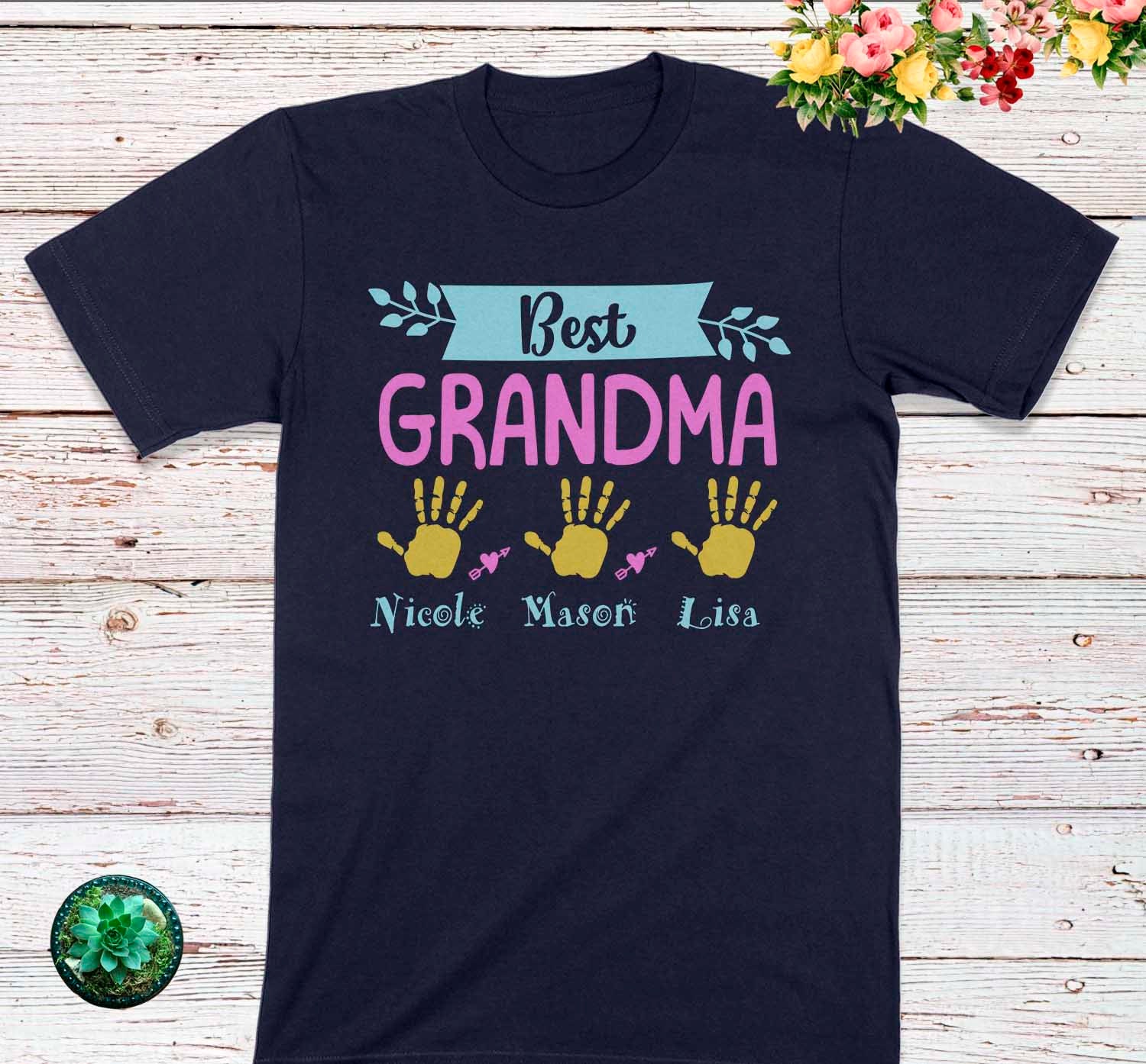 Best Grandma Shirt with Grandkids Names Grandkids Handprint  Etsy