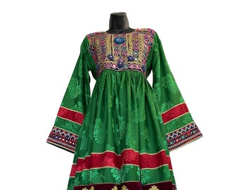 70s Authentic Afghanistan Tribal Gypsy Sz Sm Vintage Hand Embroidered Beaded Tribal Dress Quilted Cotton Bohemian Hippie Festival Dress