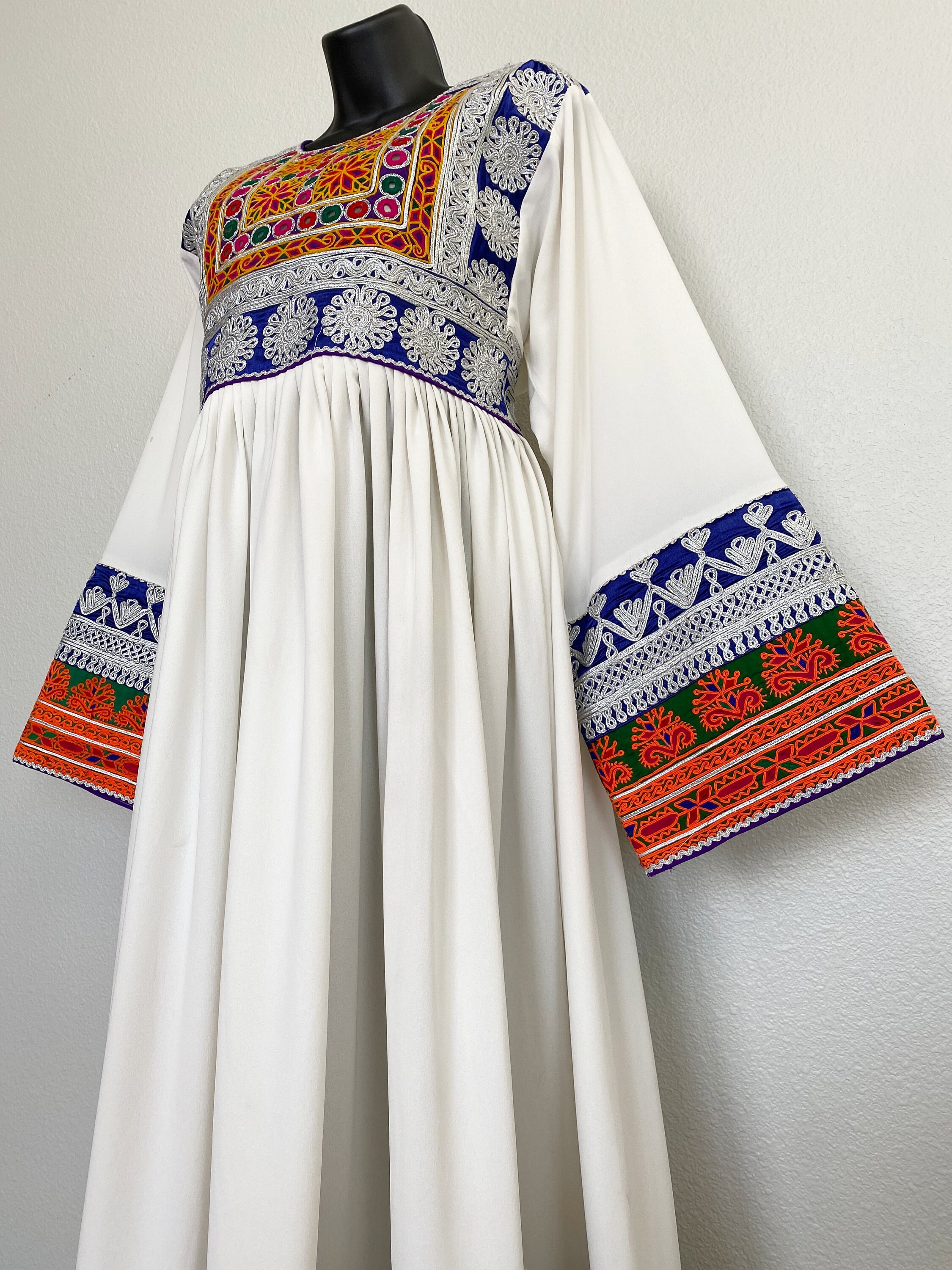 White Afghan Dress Etsy