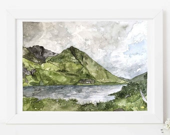 Glencoe Scotland Watercolor Print | Scottish Highlands Landscape | Travel Souvenir | Highlands Art Print | Scotland Travel Wall Art