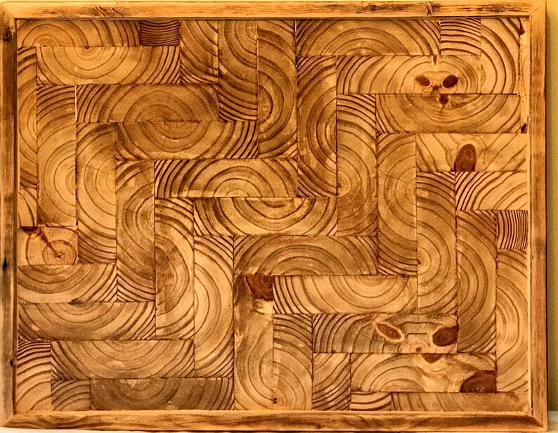 Large Herringbone Repurposed End Grain Wood Tray Etsy