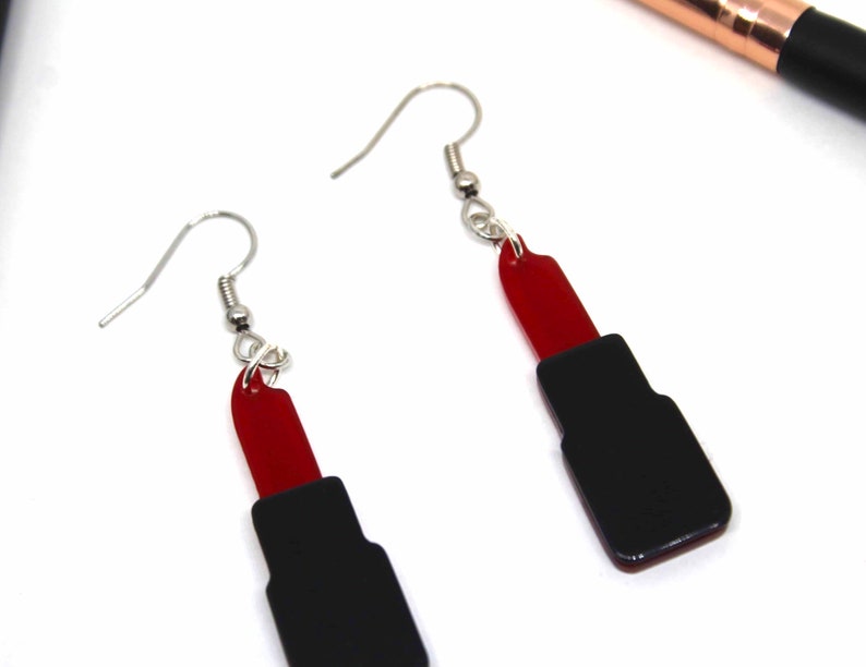 Dangle Earrings Red Lipstick Acrylic Earrings Funky Earrings