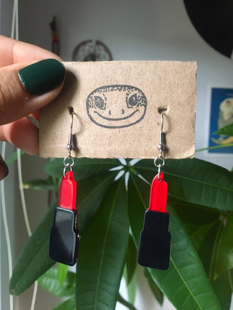 Dangle Earrings Red Lipstick Acrylic Earrings Funky Earrings