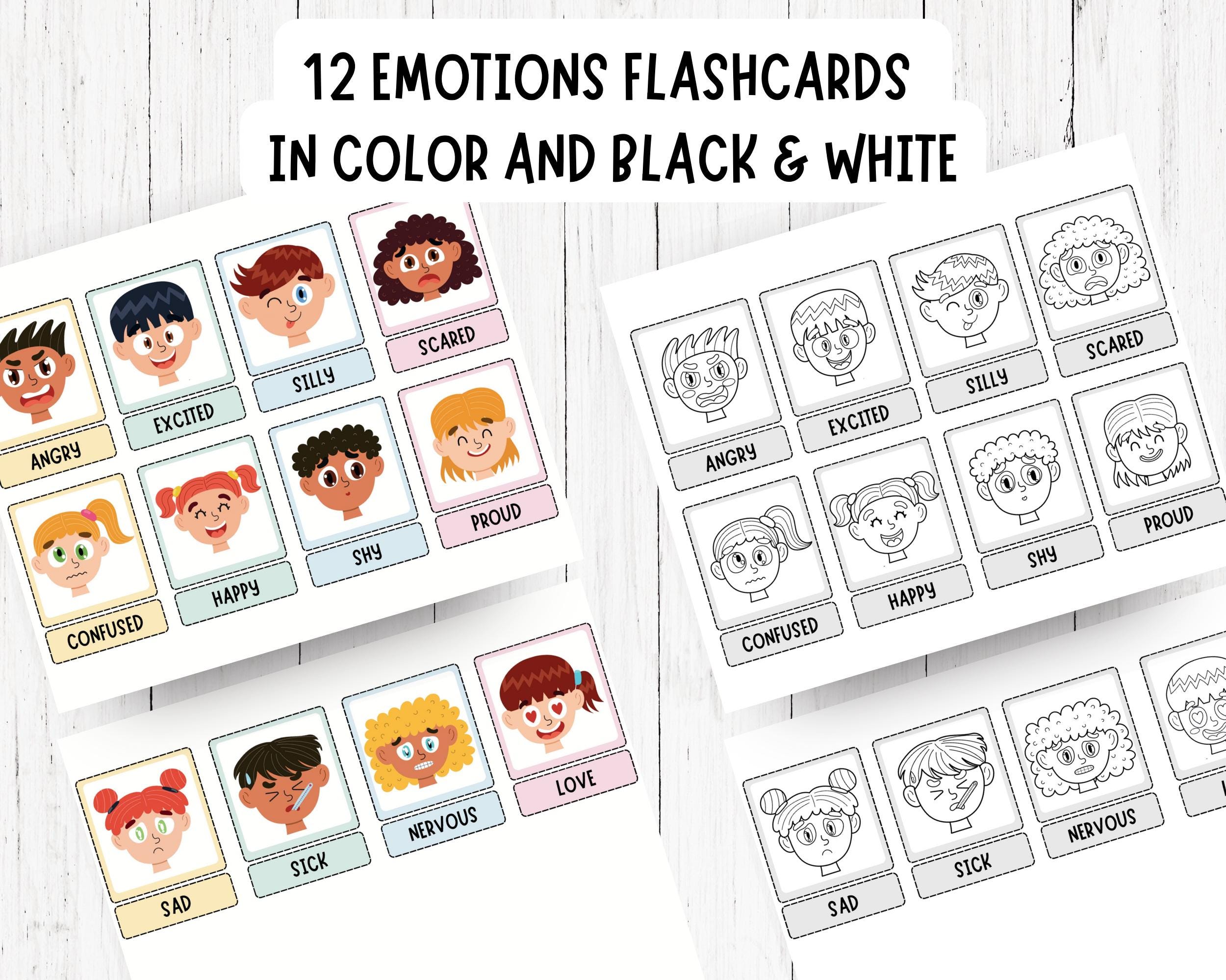 Emotions Flashcards & Coloring Pages: Montessori Learning (printable ...