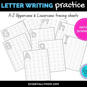 Uppercase and Lowercase Letter Tracing Worksheets, Kindergarden Handwriting Practice, Letter Tracing, Alphabet Writing, Alphabet Worksheets