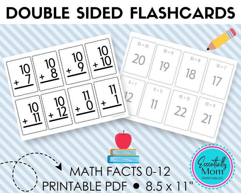 Printable Addition Flashcards 0-12 {with Answers on Back}, Addition ...