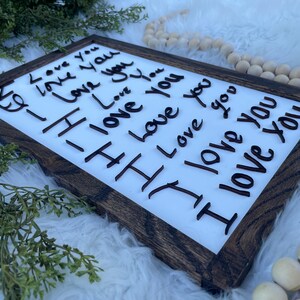 Custom Handwritten I Love You Sign, Family Handwriting Gift, Personalized Wall Art for Mom or Grandma, Sentimental Keepsake Home Decor