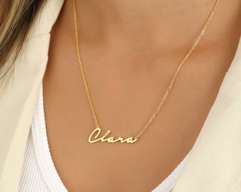 Pequeño nombre personalizado Collar de cadena | Cadena de nombres con el nombre deseado | Regalo de cumpleaños | | de cadena de nombres de plata Regalo del Día de la Madre