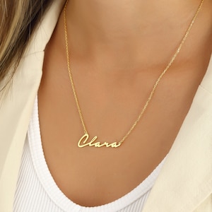 Petite gepersonaliseerde naam ketting ketting Naamketen met gewenste naam Verjaardagscadeau Zilveren Naam Ketting Moederdagcadeau afbeelding 1