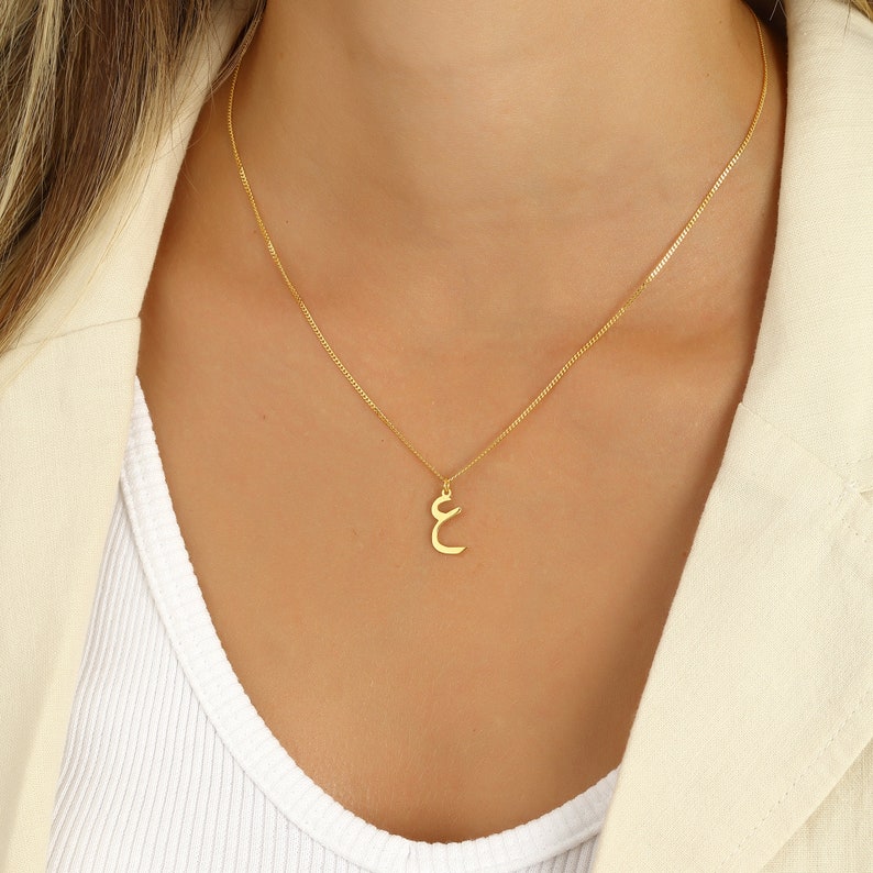 Arabic Initial Letter Necklace Name chain with desired name Birthday Gift Silver Name Necklace Mother's Day Gift image 9