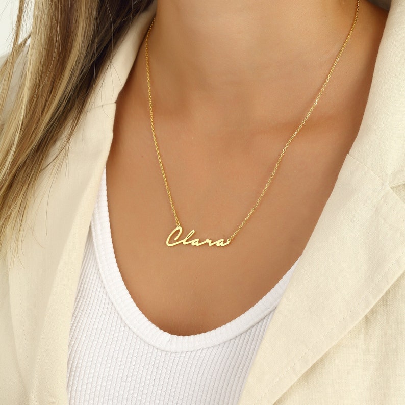 Petite gepersonaliseerde naam ketting ketting Naamketen met gewenste naam Verjaardagscadeau Zilveren Naam Ketting Moederdagcadeau afbeelding 1