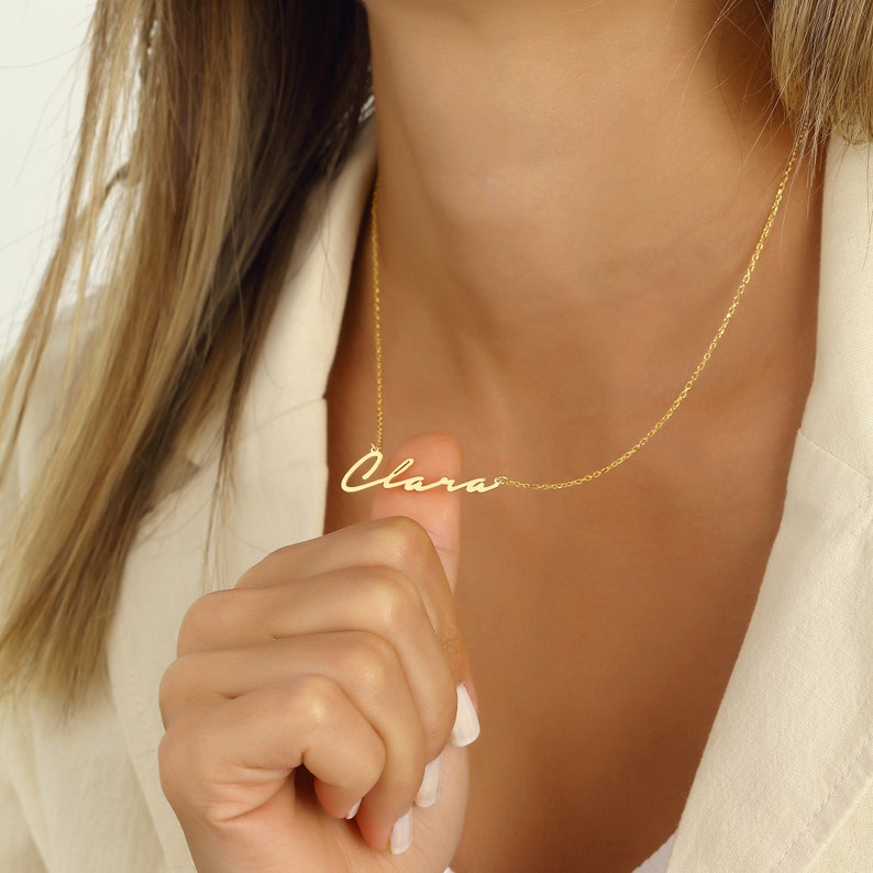 Petite gepersonaliseerde naam ketting ketting Naamketen met gewenste naam Verjaardagscadeau Zilveren Naam Ketting Moederdagcadeau afbeelding 2