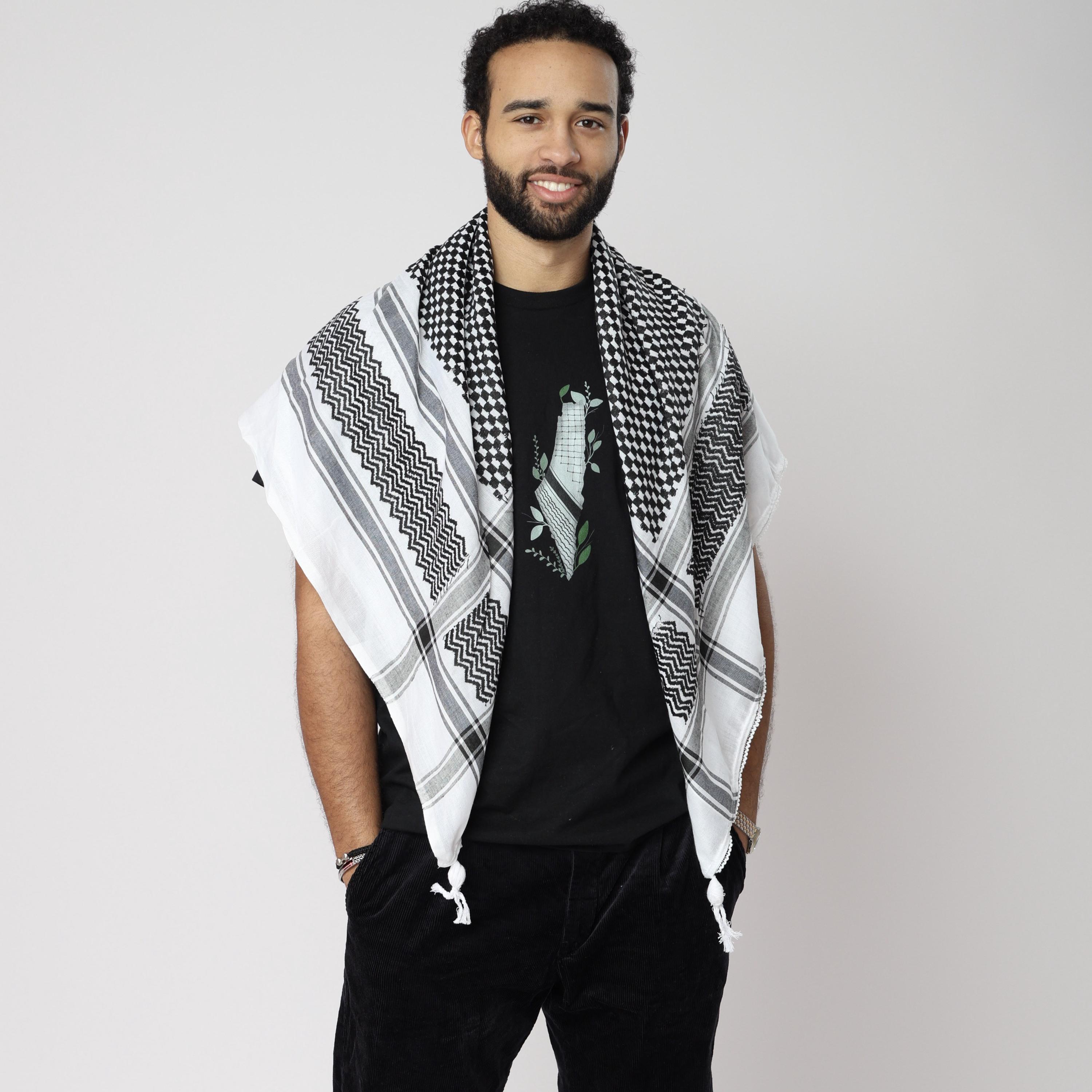 Made in Palestine Palestinian Keffiyeh, Palestine Scarf, Arabic Head Scarf, Shemagh Hatta, Perfect Islamic Gift for Men and Women,