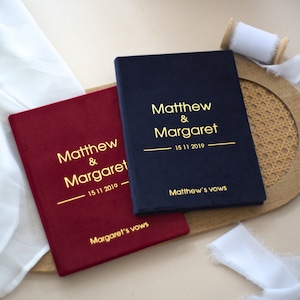 Aangepaste bruiloft gelofte boekje - gepersonaliseerde zijn en haar gelofteboeken, elegante bruid en bruidegom aandenken, luxe huwelijksgelofte dagboek, VK
